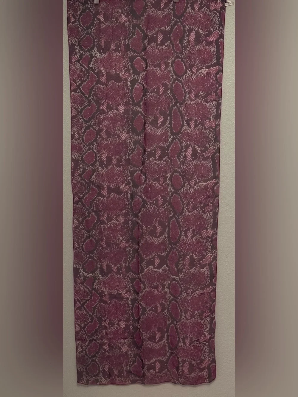 Vintage I. Magnin 100% Silk Scarf, Red Snake-Print, 21”x52”